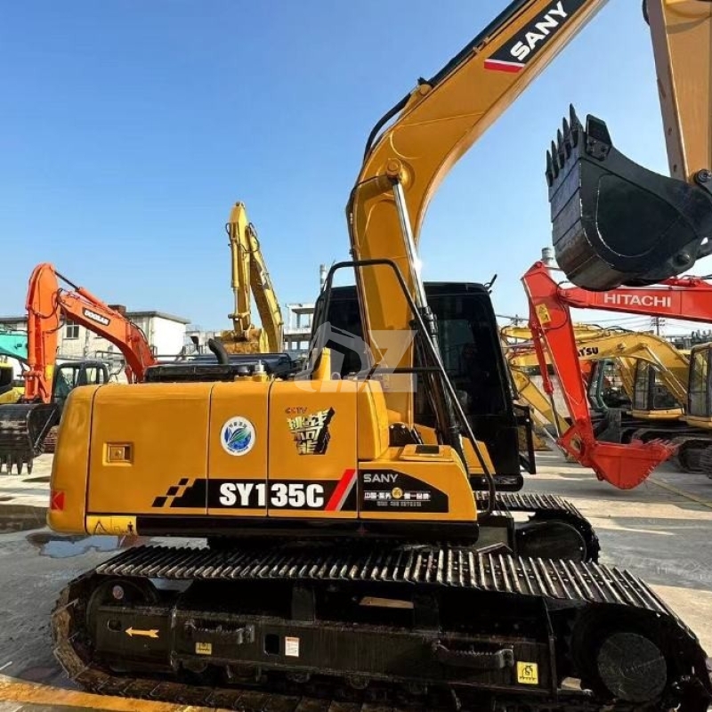 13.5 Ton SY135C Hydraulic Used Sany Excavator Trackhoe Crawler Digger
